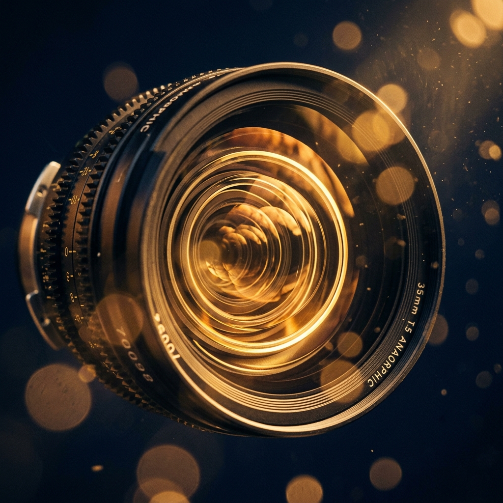 Cinematic lens macro — transparency metaphor
