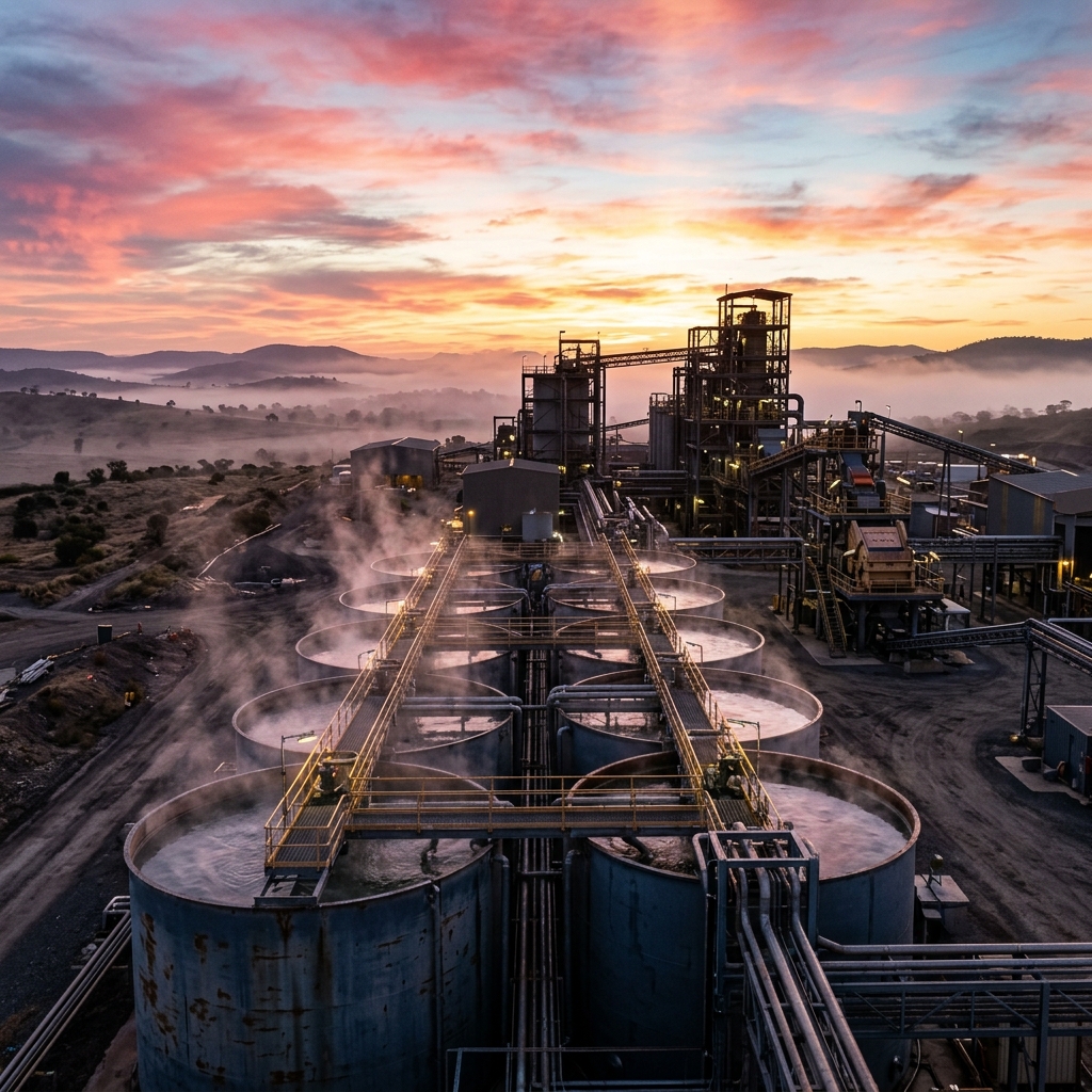 Gold processing plant at dawn